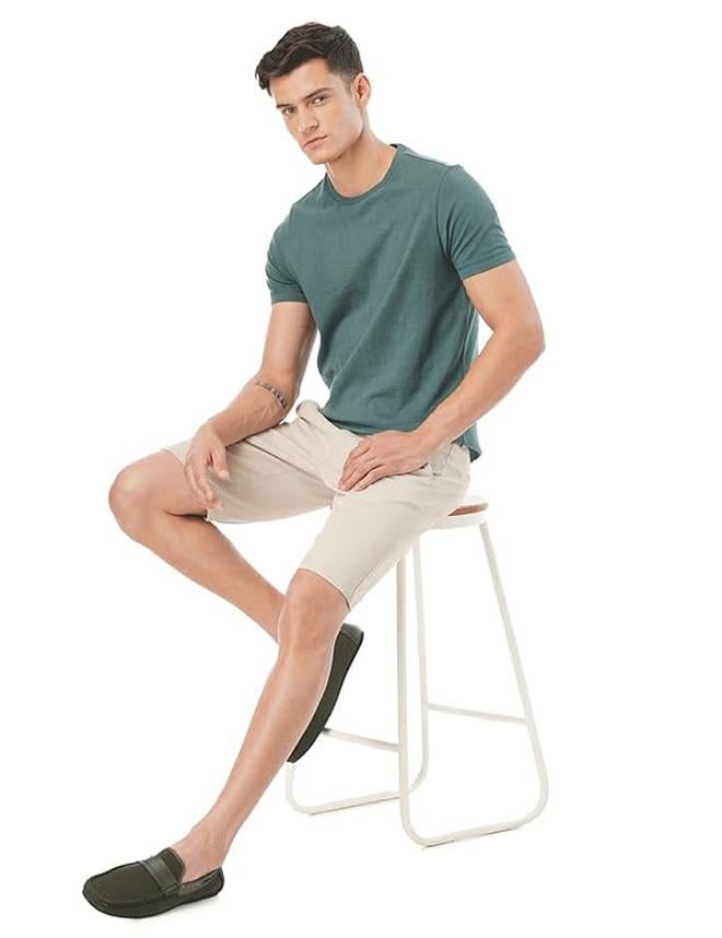 fyltr Men's Straight Fit Stretch Cotton Khaki Shorts - Soft Handfeel - Image 2